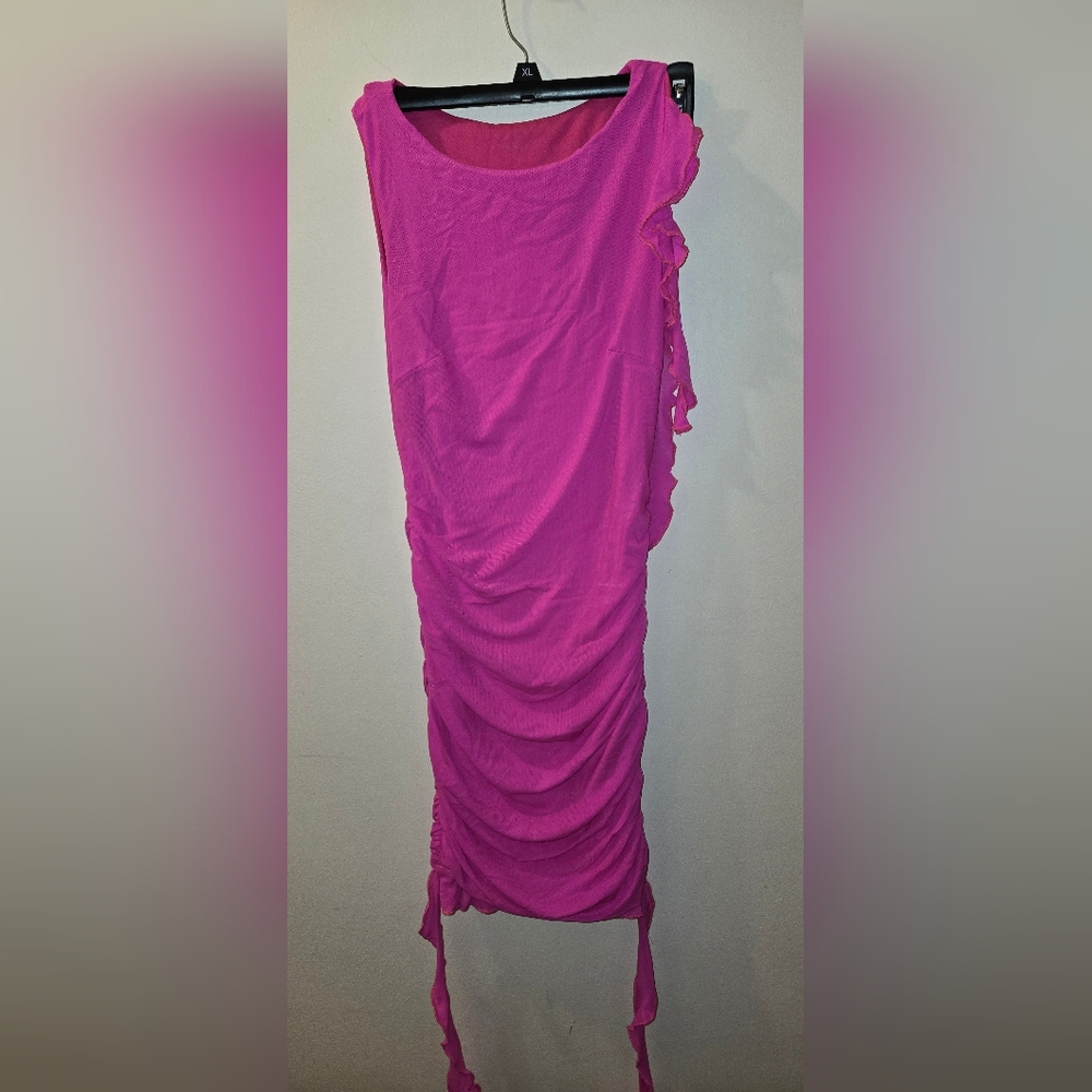 Elegant Pink Ruched Dress